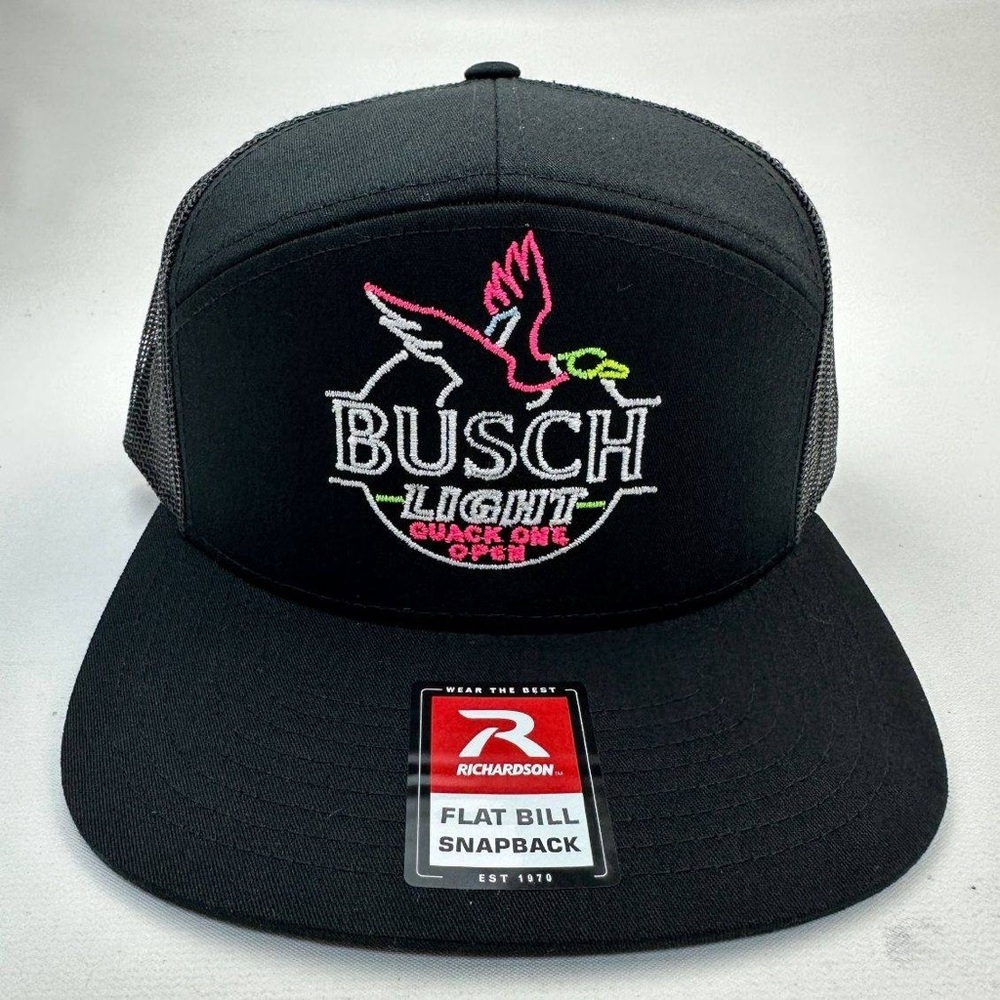 Busch Duck Hunter's Beer Drinking Hat Cap Mesh Snapback Black Flat Bill …